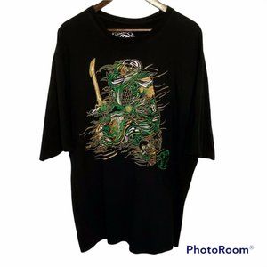 Fatherz Premium IV Black T-shirt Embroidered Green Gold Grim Reaper Men’s 2XL